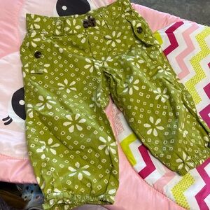 Green Floral Patterned Pants